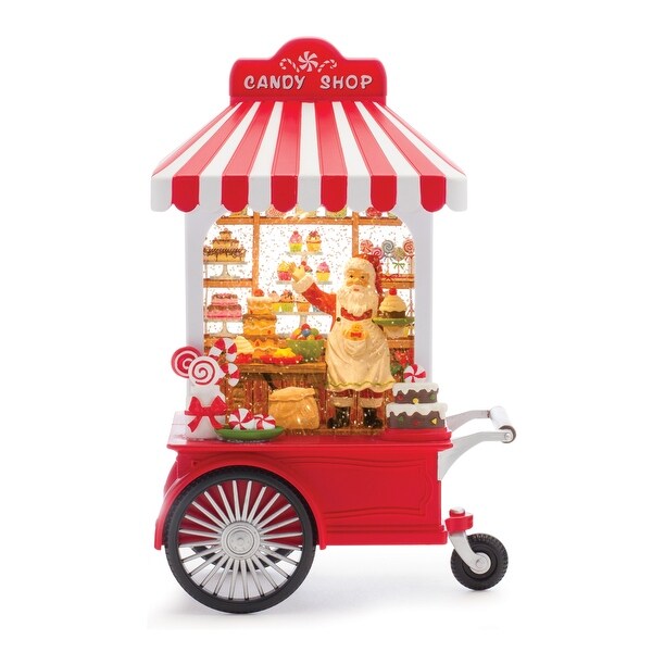 LED Snow Globe Santa's Candy Stand 10.75H