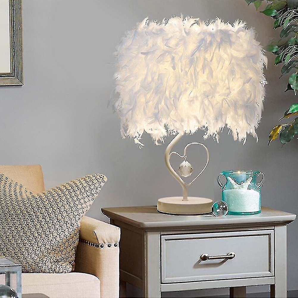 White Feather Table Lamp Night Bedside Light