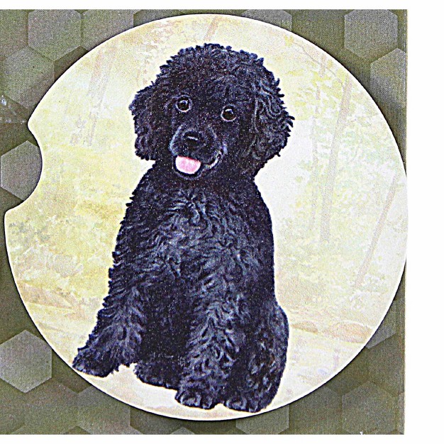 E amp S Imports Poodle black Car Coaster 1 Car Coaster Inches Super Absorbent 23329 Sandstone Multicolored