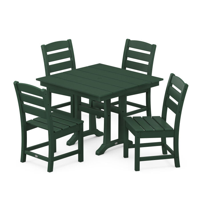 Polywood Lakeside 5-Piece Farmhouse Trestle Side Chair Dining Set PWS637-1