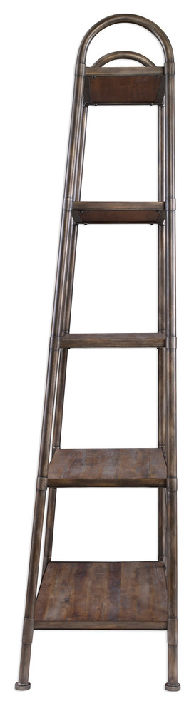 Rustic Urban Industrial Metal Wood Etagere Book Shelves Architectural Open   Industrial   Bookcases   by My Swanky Home  Houzz