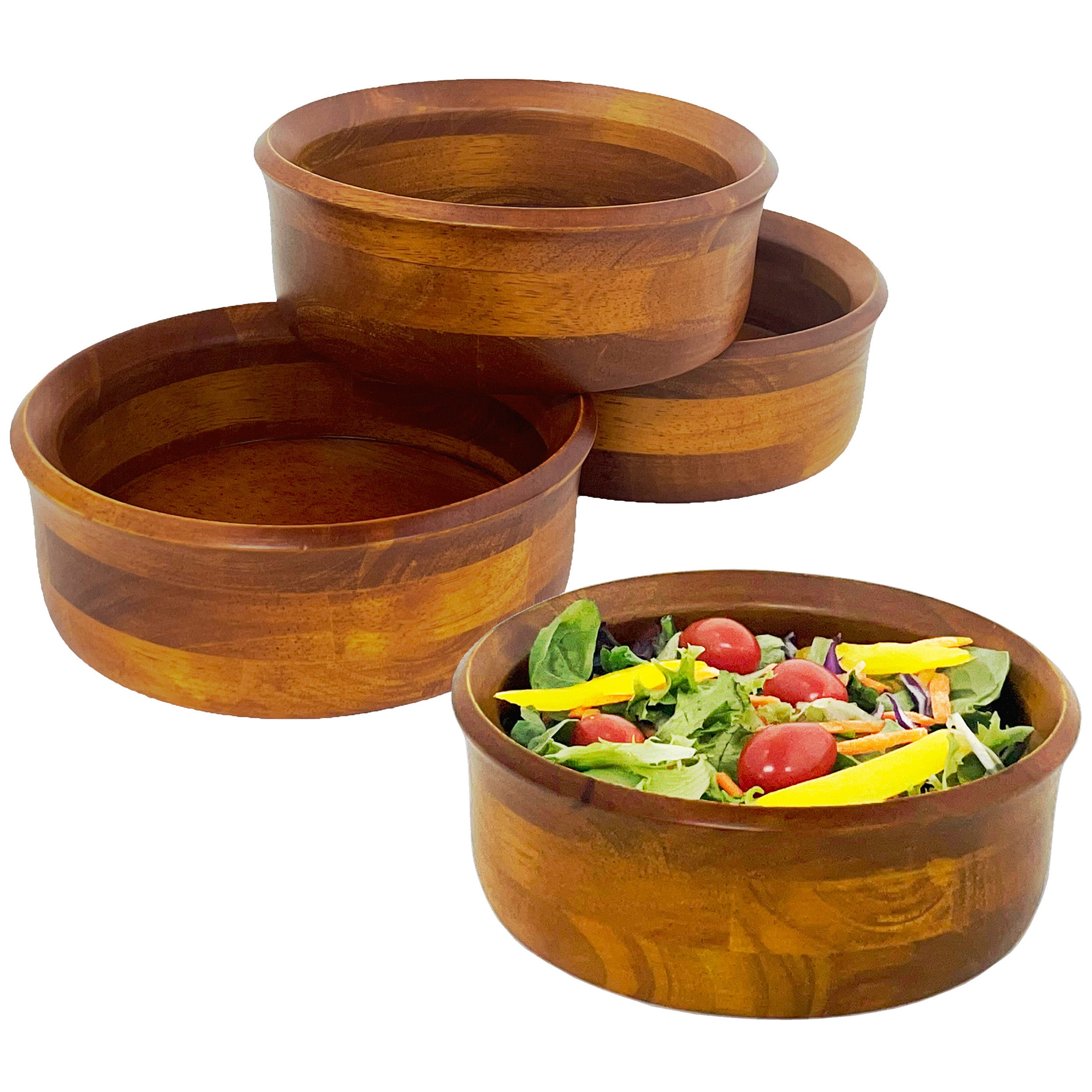 4 Pc Individual Cherry Finish Salad Bowl Set