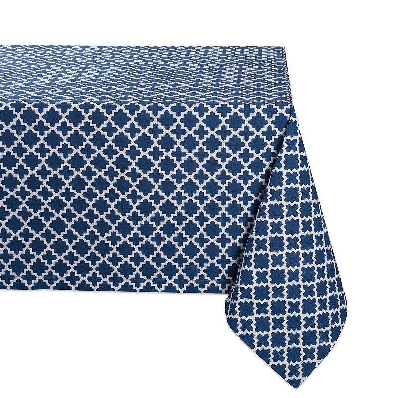 84 Navy Blue Cotton Lattice Tablecloth