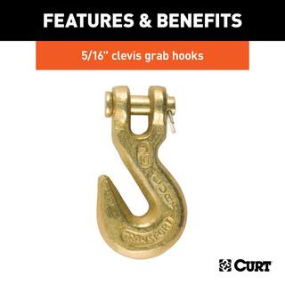 CURT 20' Transport Binder Safety Chain with 2 Clevis Hooks (18800 lbs. Yellow Zinc) 80307