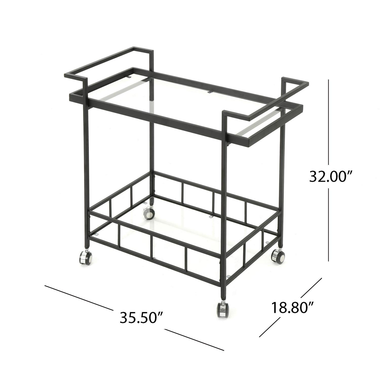 River Street Designs Cinphany Tempered Glass Bar Cart