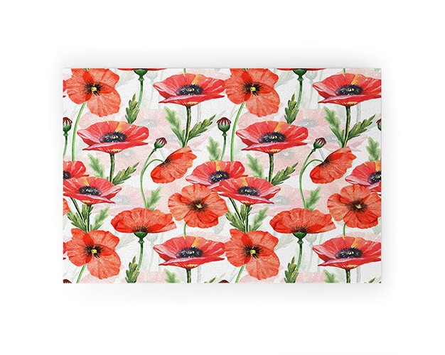 Utart Summer Botanical Poppies Field Welcome Mat Society6