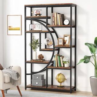 Tribesigns Earlimart 68.89 in. Rustic Brown Engineered Wood 8-Shelf Etagere Bookcase Bookshelf with Open Storage Shelves TJHD-QP-0623