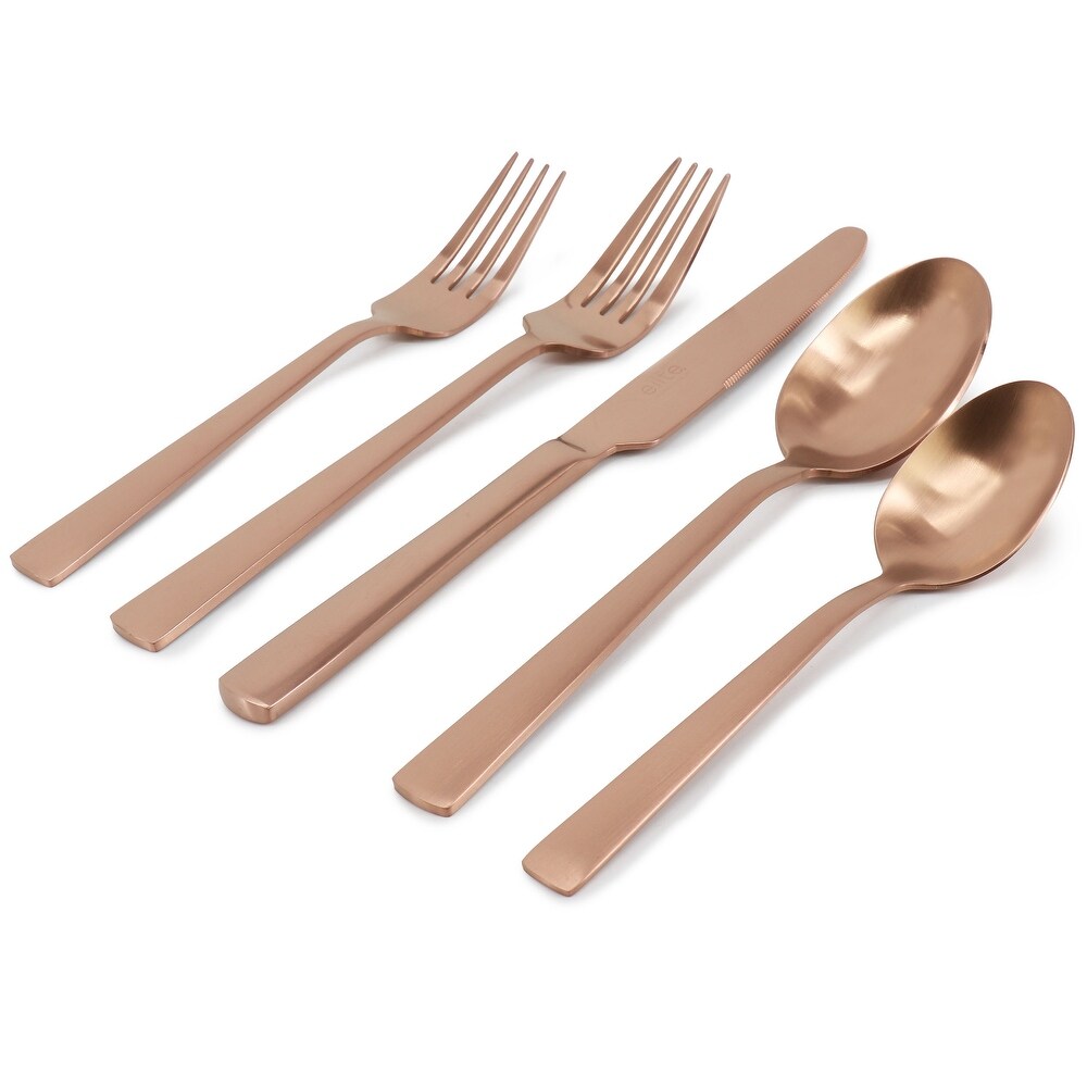 20 Piece Stainless Steel Flatware Set in Bronze