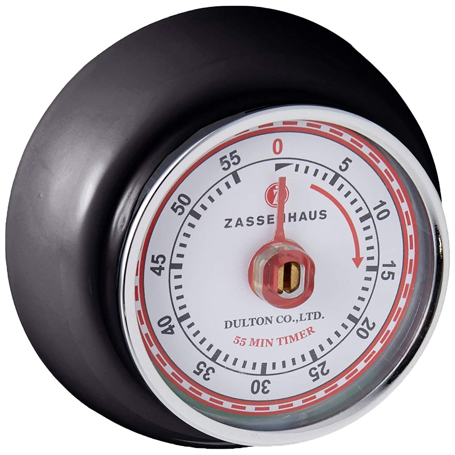 Zassenhaus Magnetic Retro 60 Minute Kitchen Timer， 2.75-Inch， Black