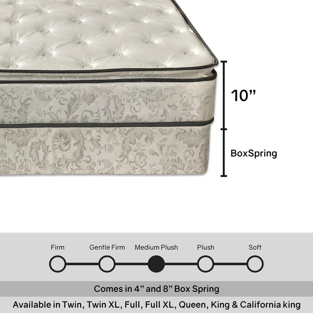 Onetan 10 in. Pillow top Innerspring Mattress and 4 in. Box Spring