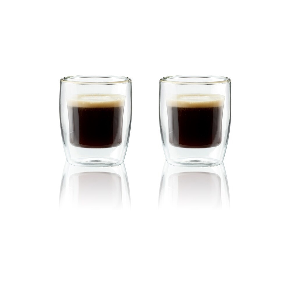 Henckels Cafe Roma 2 pc Double Wall Glassware 3oz. Espresso Glass Set   Clear