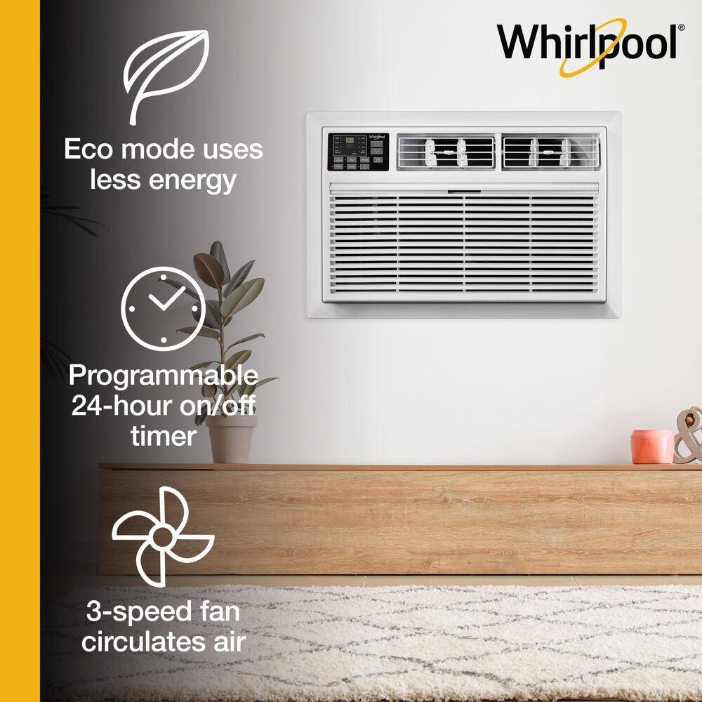 Whirlpool 14000 BTU 230V Through-the-Wall AC Dehumidifer for Rooms up to 700 Sq. ft Remote Control Digital Display Timer WHAT142-2AW