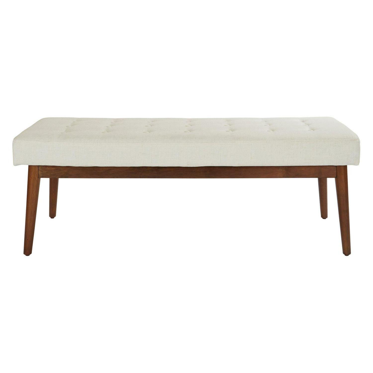 OSP Home Furnishings West Park Bench in Linen Fabric with Coffee Finished Legs