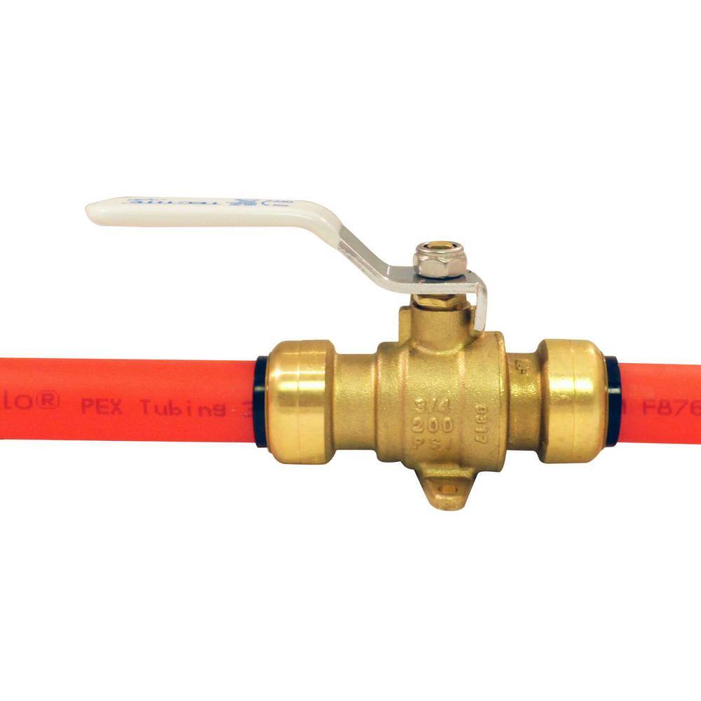 Tectite 34 in. Brass Push Ball Valve with Flange and Drain FSBBV34DE