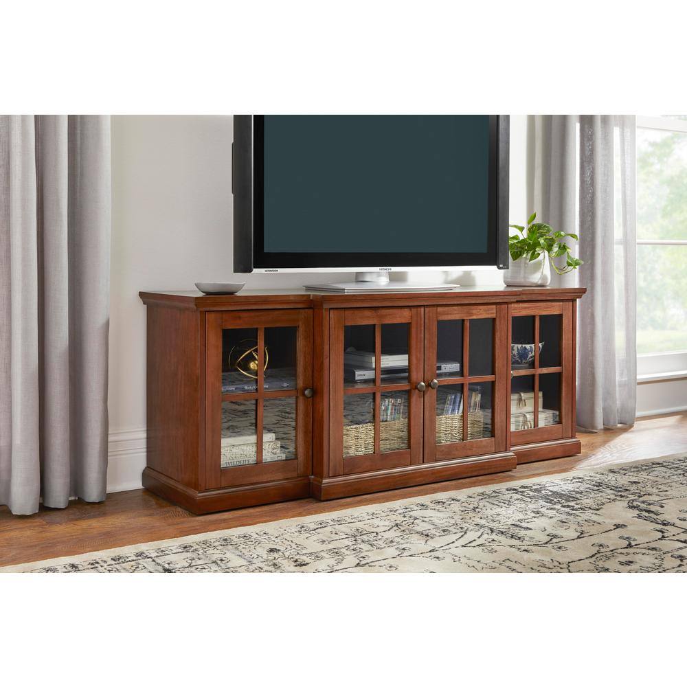 Home Decorators Collection Edenridge Walnut Brown Wood TV Stand with Glass Windowpane Doors (62 in. W x 24 in. H) 03304