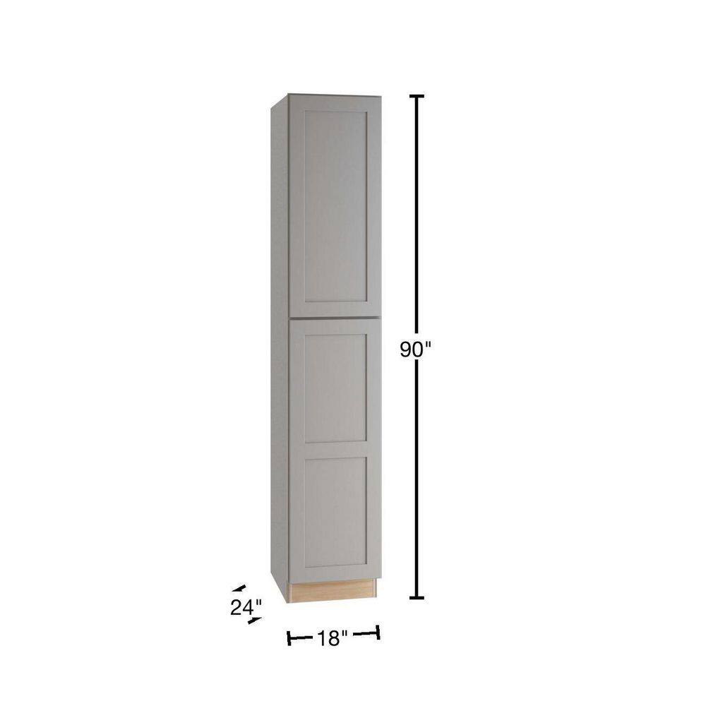 Home Decorators Collection Tremont Assembled 18x90x24 in. Plywood Shaker Utility Kitchen Cabinet Soft Close Right in Painted Pearl Gray U182490R-TPG