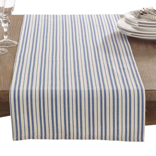 Saro Lifestyle Timeless Stripes Table Runner 16 quot x72 quot Blue