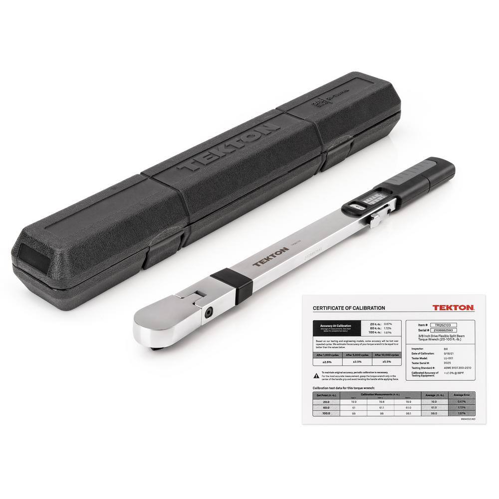 TEKTON 38 in. Drive 72-Tooth Split Beam Torque Wrench (20-100 ft.lbs.) TRQ62103