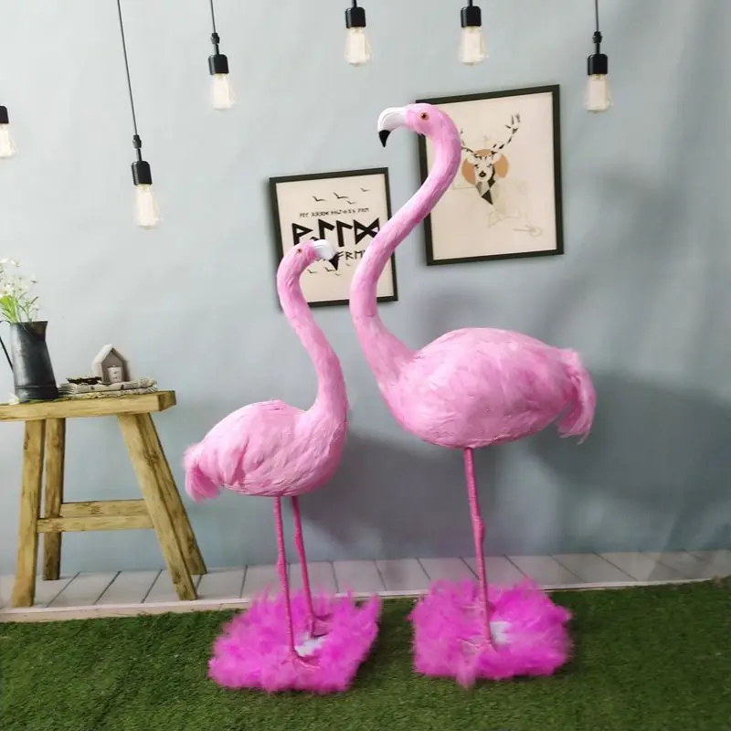 Large Wedding Decoration Feathers Flamingo Realistic Bird Model Wedding Party Supplies Forest Animal Flamingo