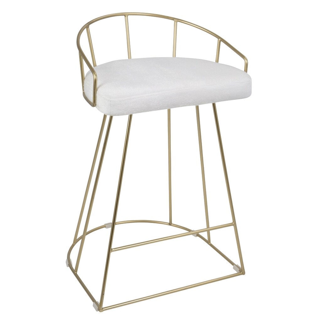 Canary Contemporary Counter Stool in Gold and Velvet (Set of 2)