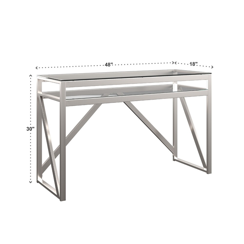 Brynn Brushed Nickel Sofa Table by iNSPIRE Q Modern   Sofa Table