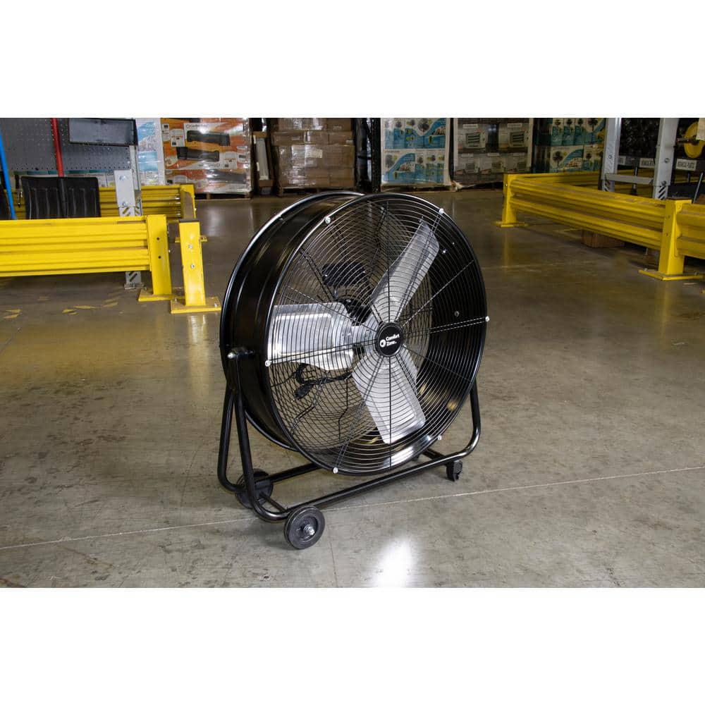 Comfort Zone 24 in 2Speed HighVelocity Industrial Drum Fan with Aluminum Blades and 180Degree Adjustable Tilt in Black