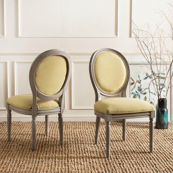 Ciley 19 quotH French Brasserie Linen Oval Side Chair Set of 2   Modern   Dining Chairs   by V.S.D Furniture  Houzz