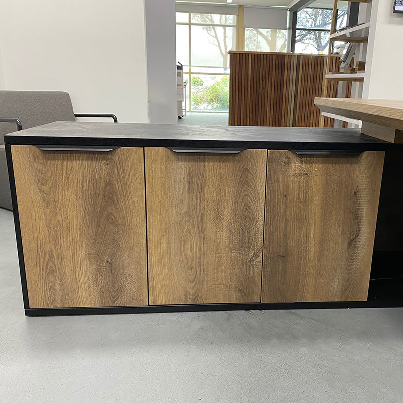 PHOENIX Executive Desk with Left Return 2.2M - Warm Oak & Black