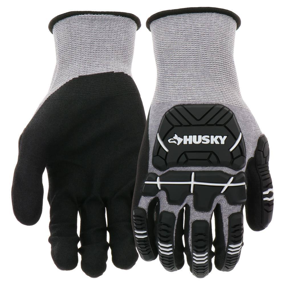 Husky Large ANSI 2 Cut Level Nitrile Coated Impact Work Glove HK37130-LCC6