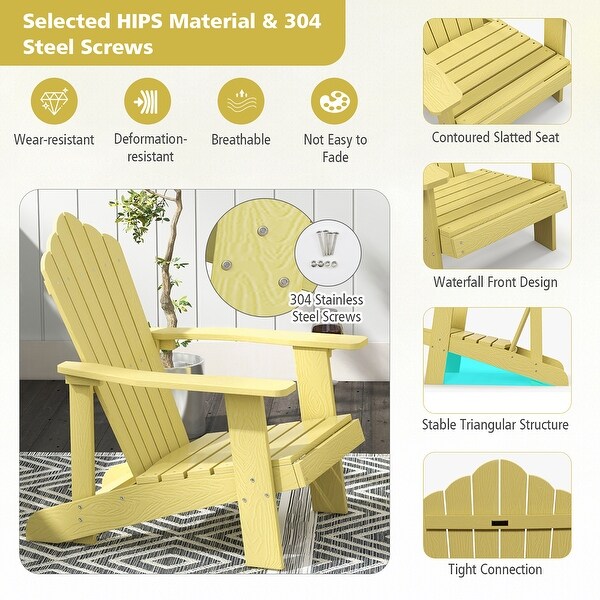 Gymax Patio HIPS Outdoor Weather Resistant Slatted Chair Adirondack