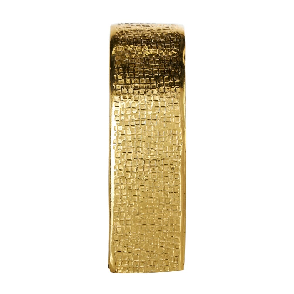 Gold or Silver Aluminum Slanted Heart Sculpture with Cube Textured Exterior