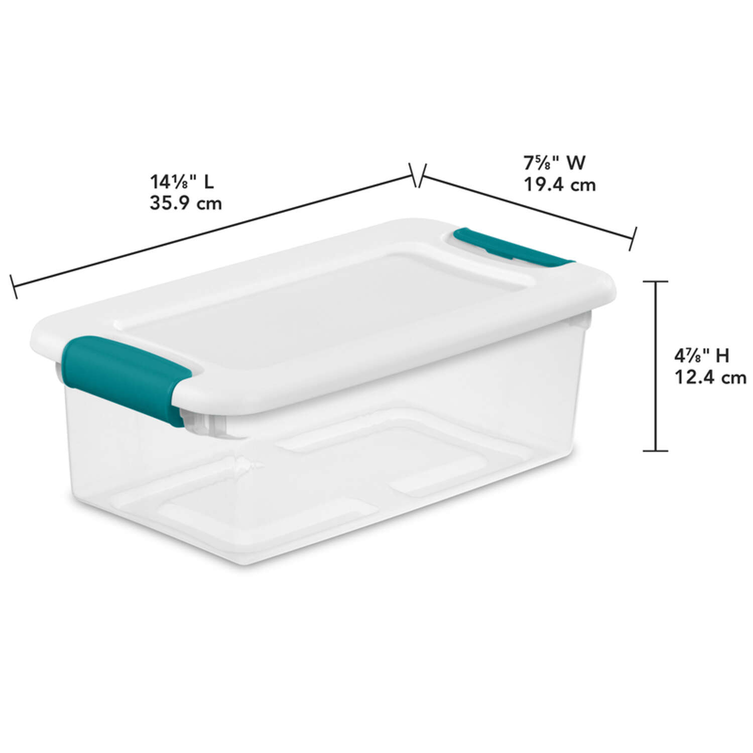 Sterilite 6 qt Clear/White Latch Storage Box 4-7/8 in. H X 14-1/8 in. W X 7-5/8 in. D Stackable