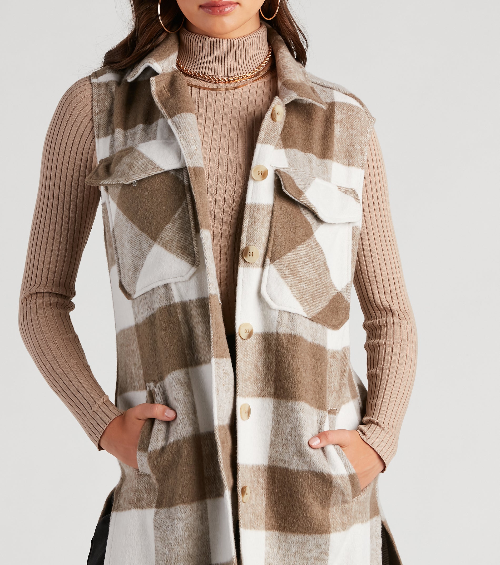 Classic And Cozy Plaid Long Vest