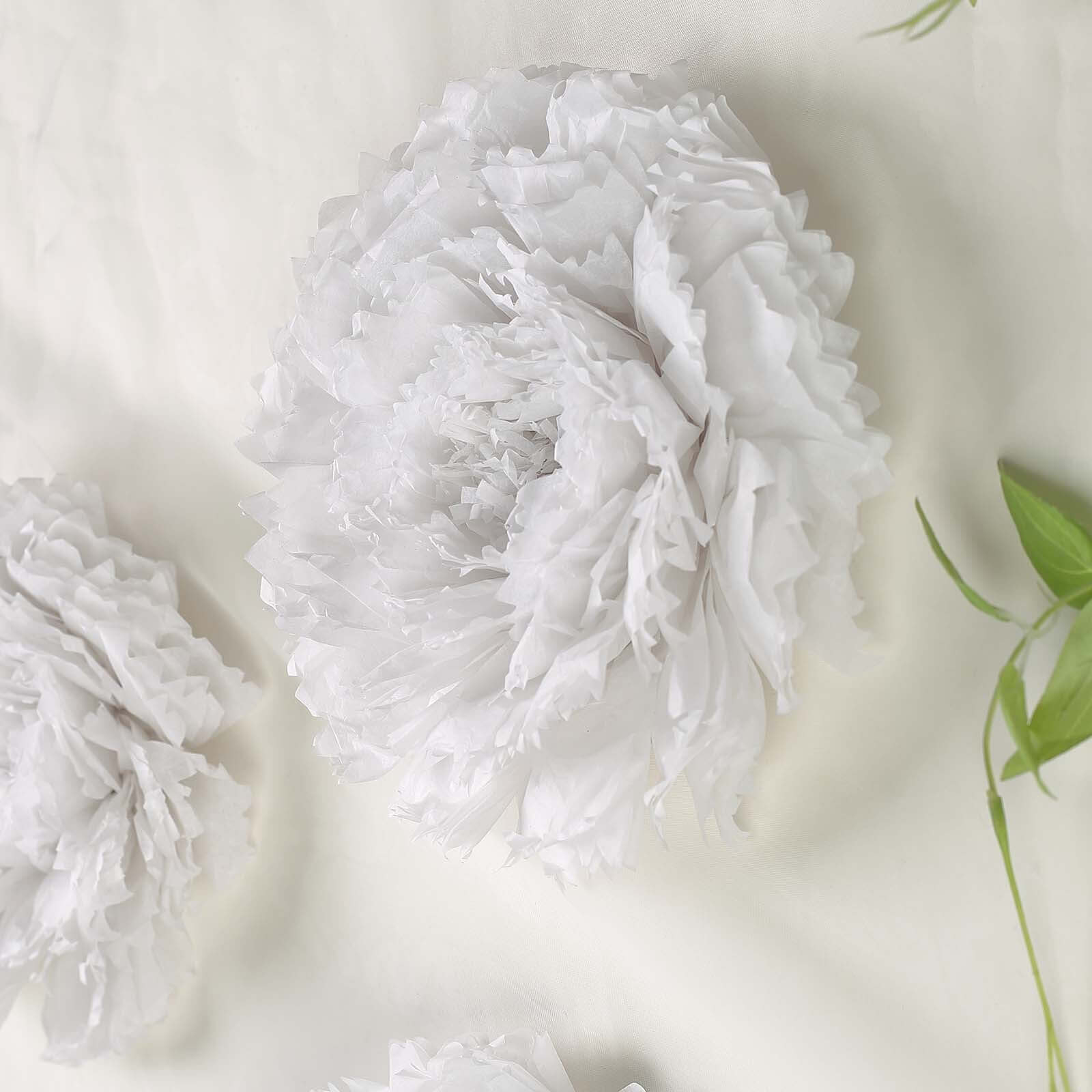 Set of 6 White Giant Carnation 3D Paper Flowers Wall Decor 12