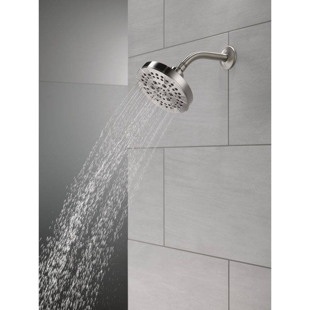 Delta 5-Spray Patterns 1.75 GPM 6 in. Wall Mount Fixed Shower Head in Stainless 52535-SS