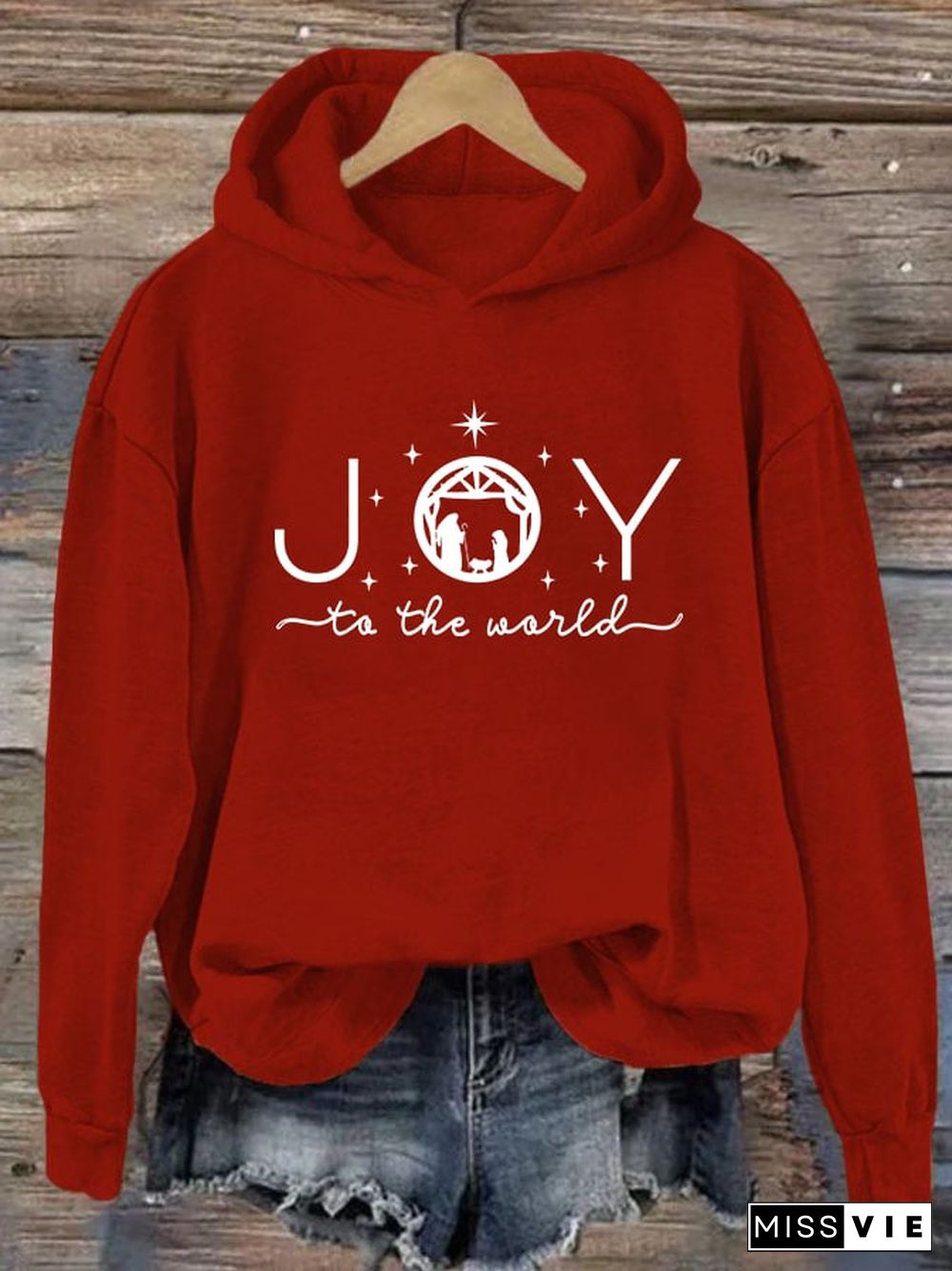 Women's Joy To The World Printed Hoodie