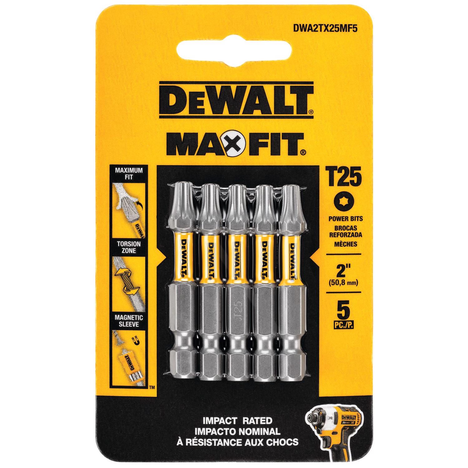 DW Max Fit Torx #25 X 2 in. L Screwdriver Bit Set Steel 5 pk