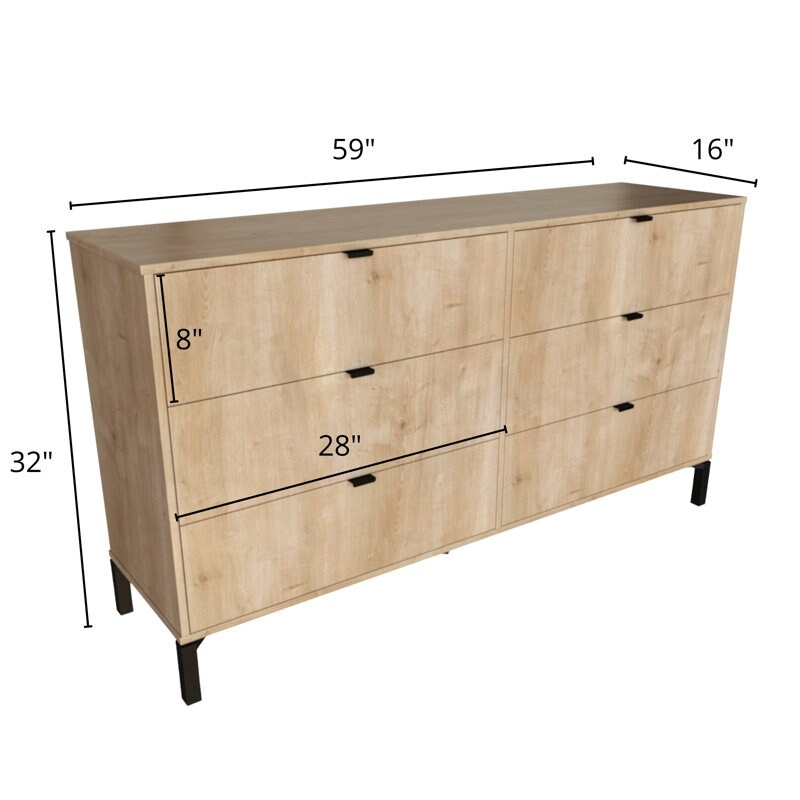 Modern 6 Drawer Dresser