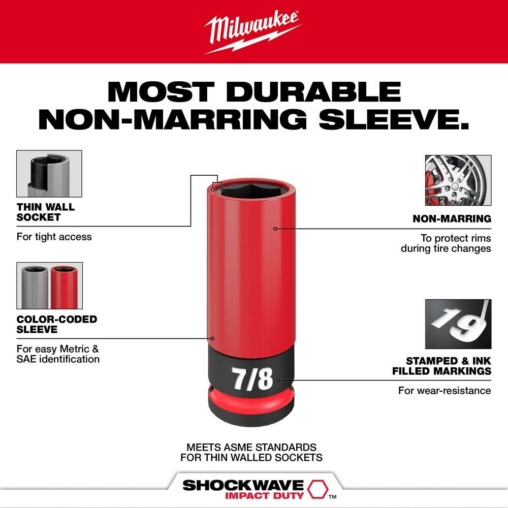 MW SHOCKWAVE Impact Duty Socket 1/2 Drive SAE and Metric 9PC Lug Nut Wheel Set 49-66-7832 from MW