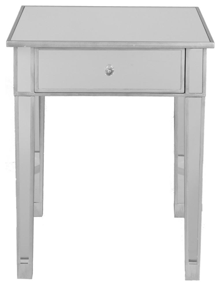 SEI Furniture Montrose Painted Silver Wood Trim Mirrored Accent Table   Contemporary   Side Tables And End Tables   by SEI  Houzz