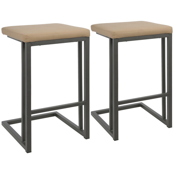 Roman Industrial Counter Stool in Grey and Camel F...