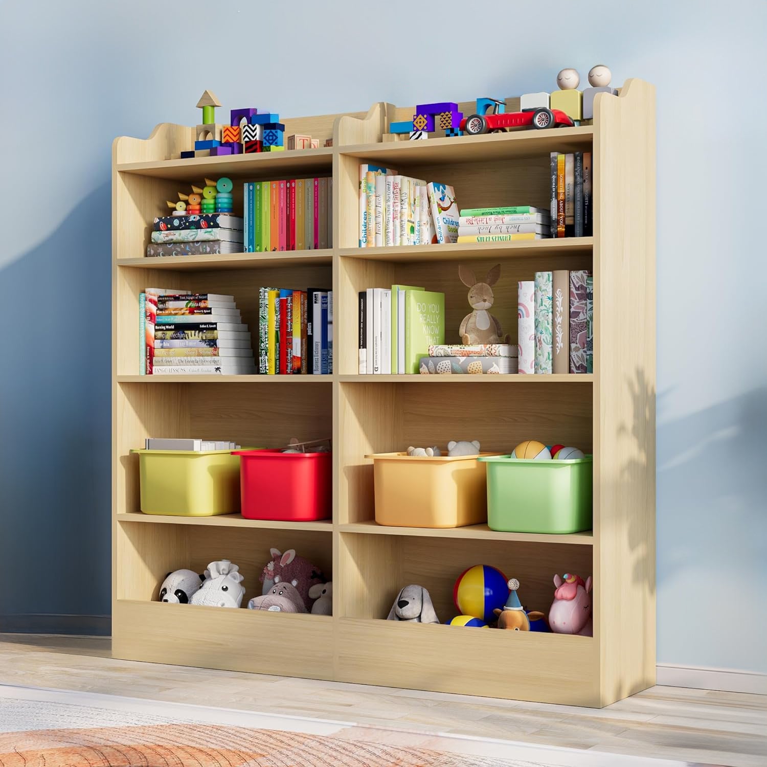 5 Tier Kids Bookshelf Wooden Book and Toy Storage Cabinet