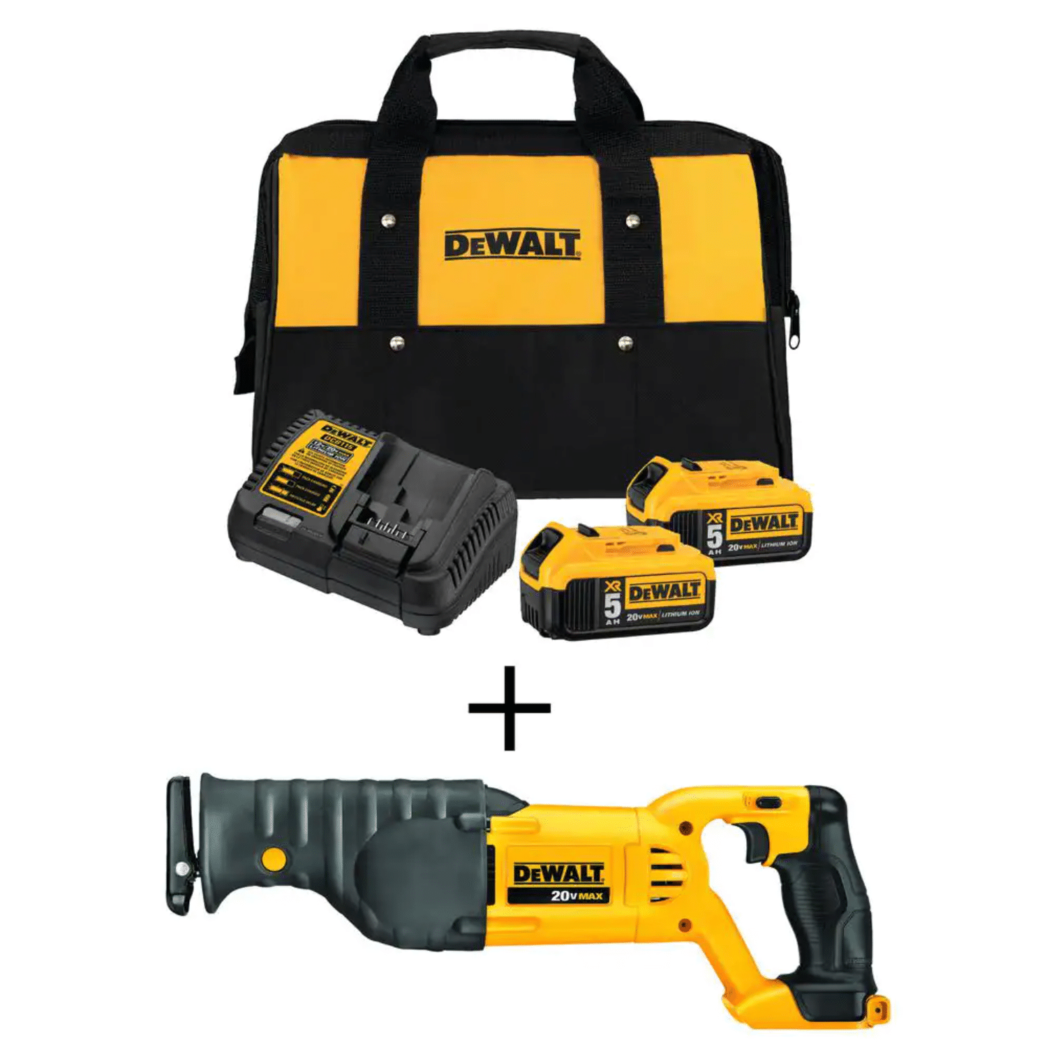 Dewalt 20-Volt MAX Cordless Reciprocating Saw With 2 Batteries and Charger， DCB2052CKW380B