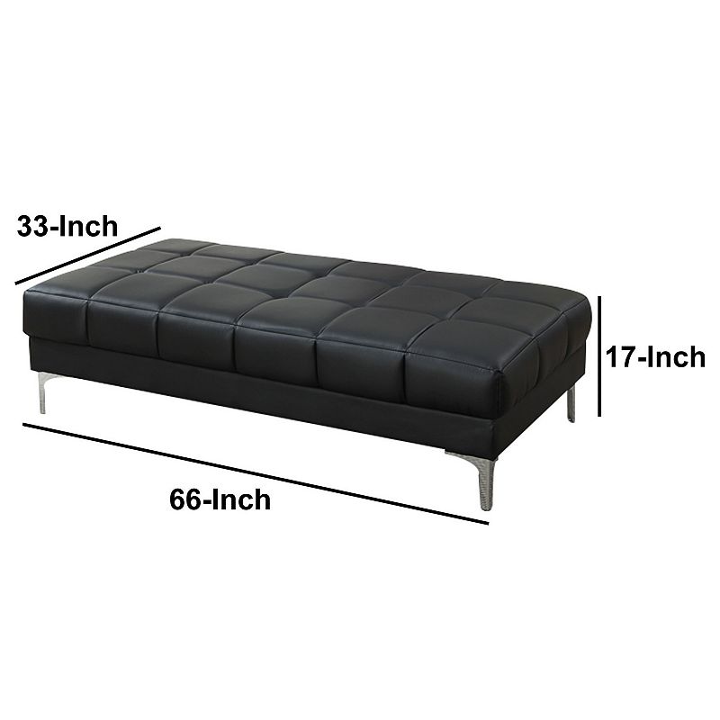 Modish Bonded Leather Ottoman In Black