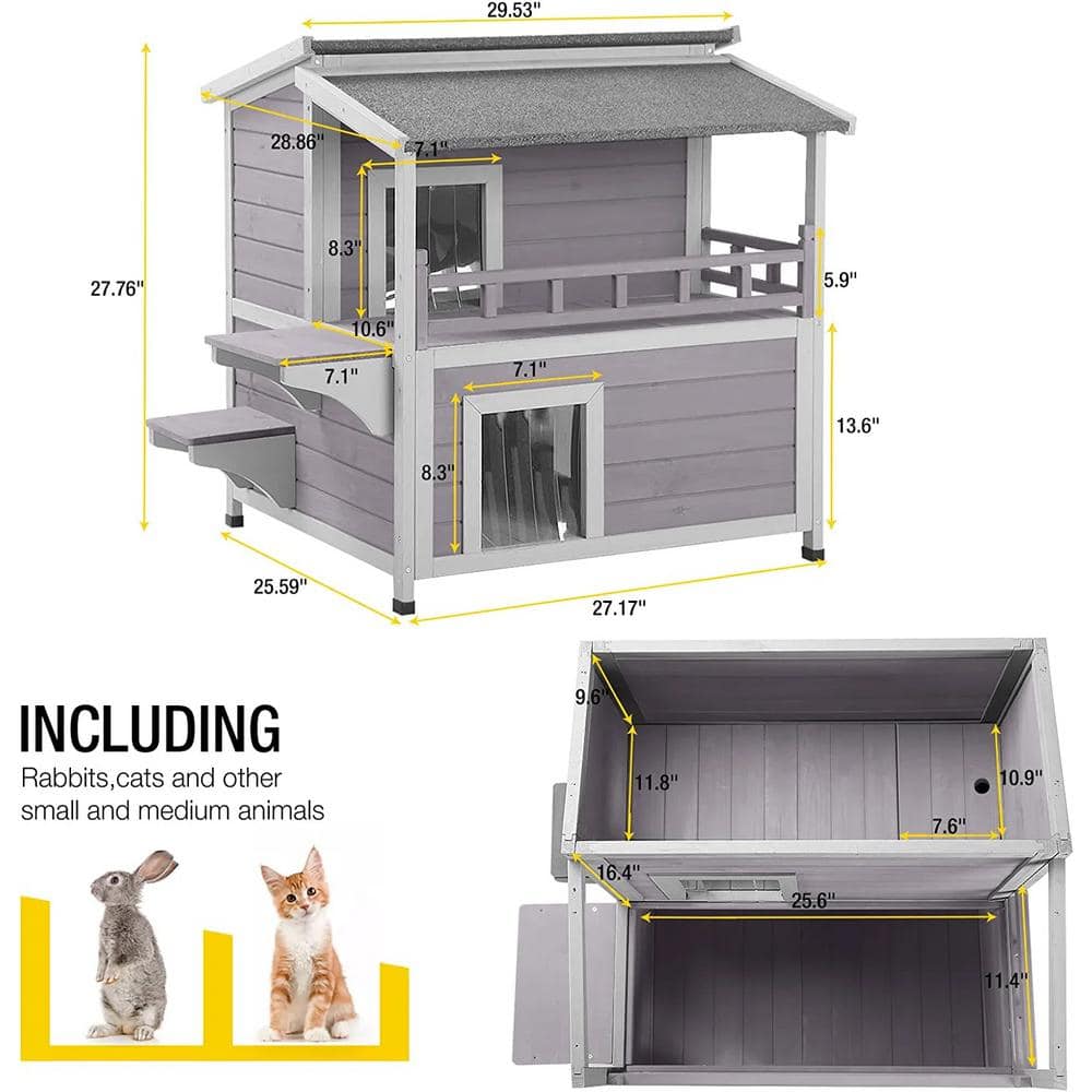 aivituvin Outdoor Cat House, Indoor Wooden Cat House (Inner Space 10.9 sq. ft.) AIR33