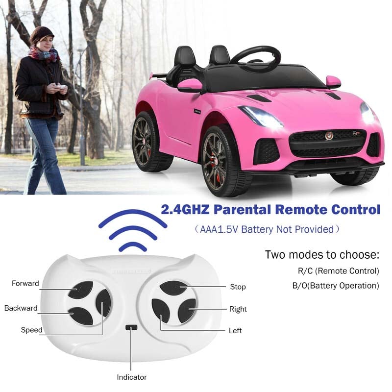 12V Jaguar F-Type SVR Licensed Kids Ride On Car, Battery Powered Riding Toy Car with Remote Control