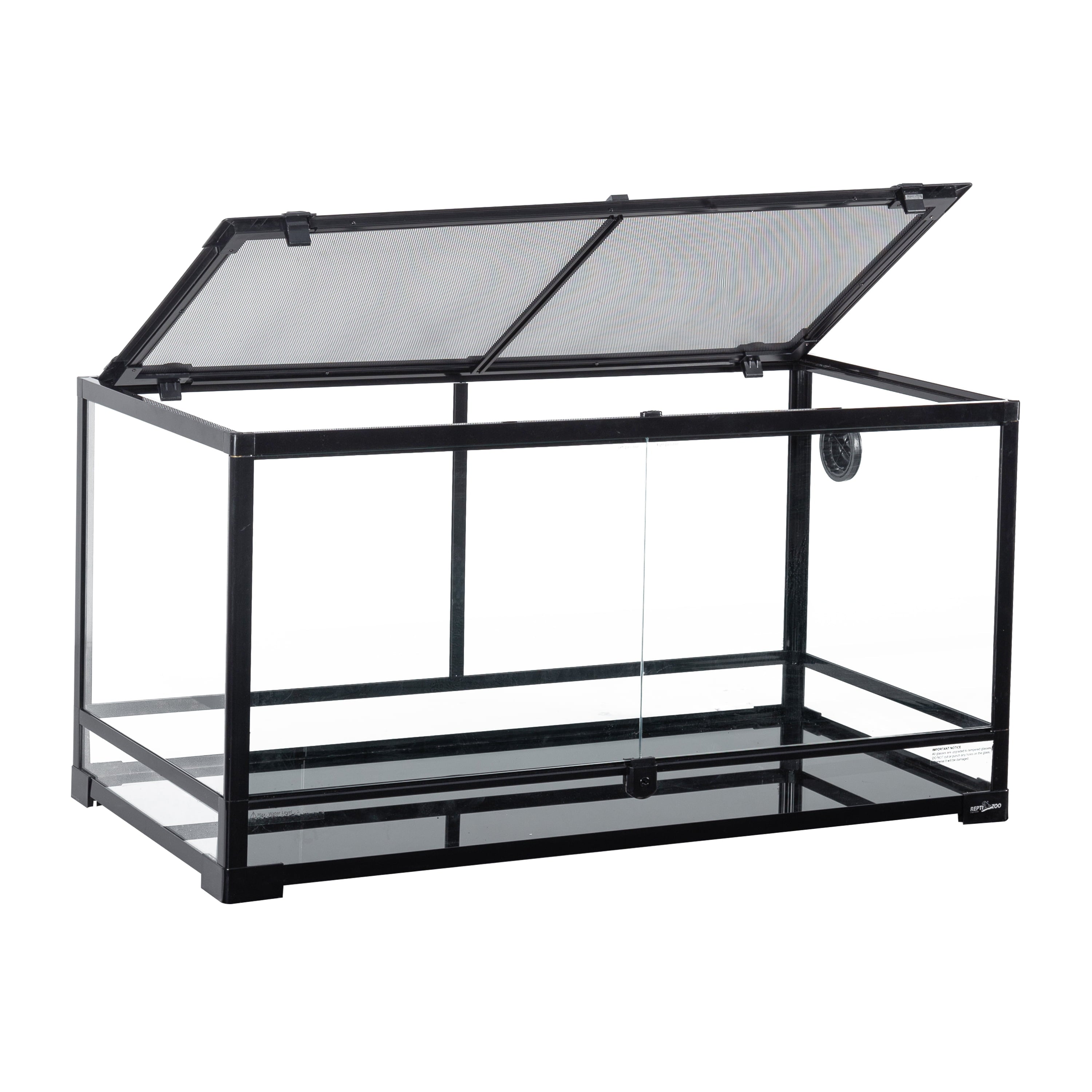 REPTIZOO Reptile Glass Terrarium with Screen Ventalation， Large 36L×18H×18D， Easy Assembly