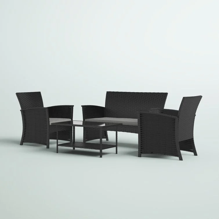 Genova 4 Piece Rattan Sofa Seating Group with Cushions