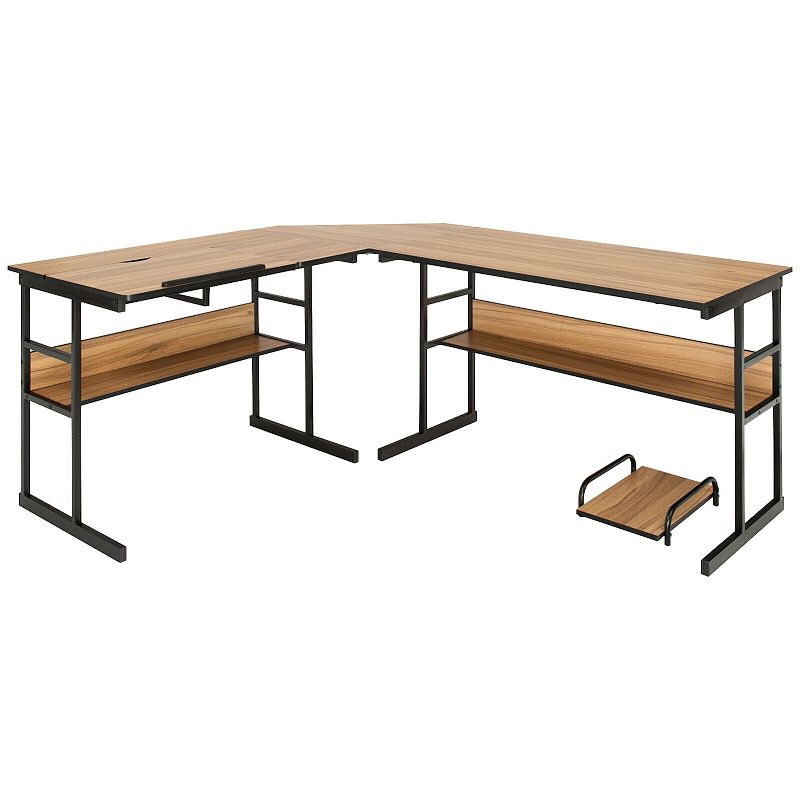 L-shaped Computer Desk With Tiltable Tabletop