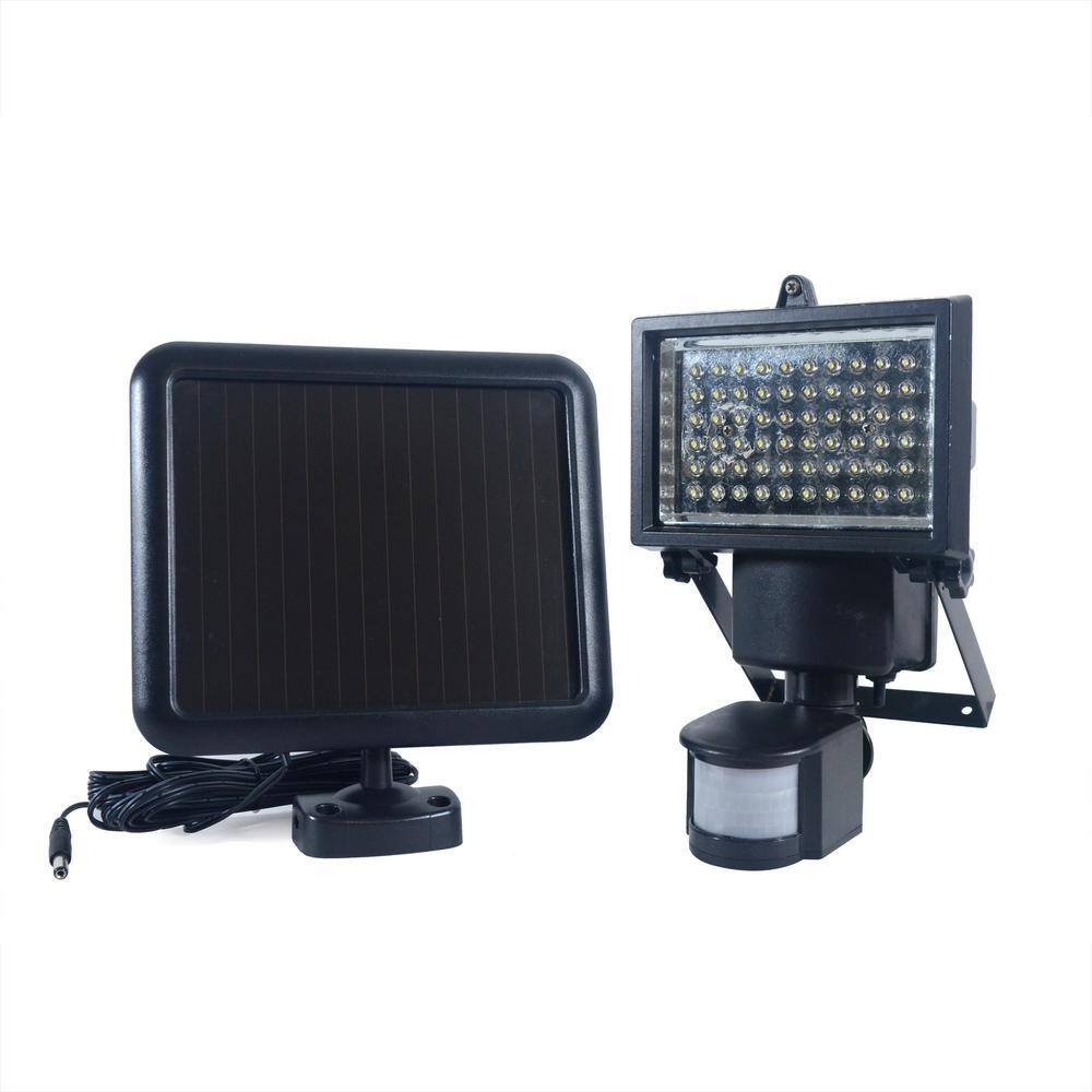 NATURE POWER 60 Integrated LED Black Outdoor Solar Powered Motion Activated Security FloodLight 22050